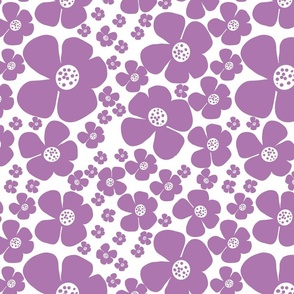Retro Purple and White Floral Pattern 