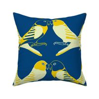 Botanic & Birds - Flock-Dk Blue, Yellow