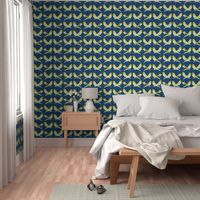 Botanic & Birds - Flock-Dk Blue, Yellow