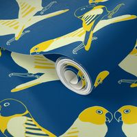 Botanic & Birds - Flock-Dk Blue, Yellow