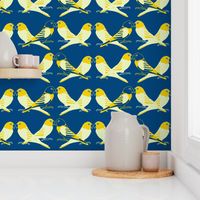 Botanic & Birds - Flock-Dk Blue, Yellow