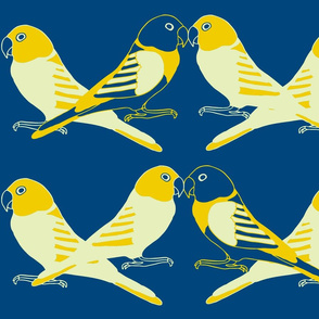 Botanic & Birds - Flock-Dk Blue, Yellow