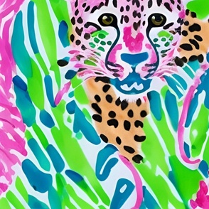 Cheetah hiding in a high grass, Lilly inspired markers drawing