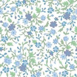 Vintage Cottagecore Calico Floral in White