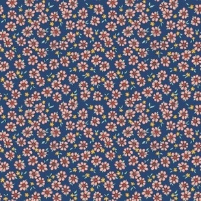 Dorthea Floral Navy Blue peach SMALL