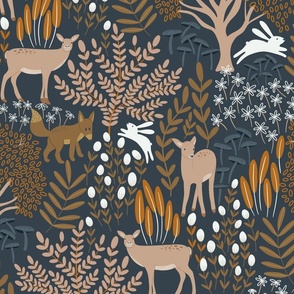 Forest Biome Beneath the Boughs Whimsical with deers, rabbits & fox