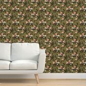 Sparrow and Mushroom Forest Pattern