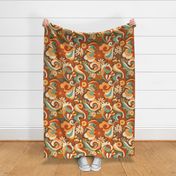 Large Scale. 'Retro Dream'. Retro 60's colors. Rainbow colors. Bohemian.  Boho Chic. Bedding.