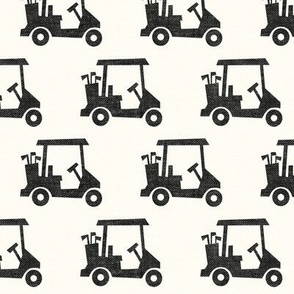tee time - golf carts - charcoal on cream  - C24
