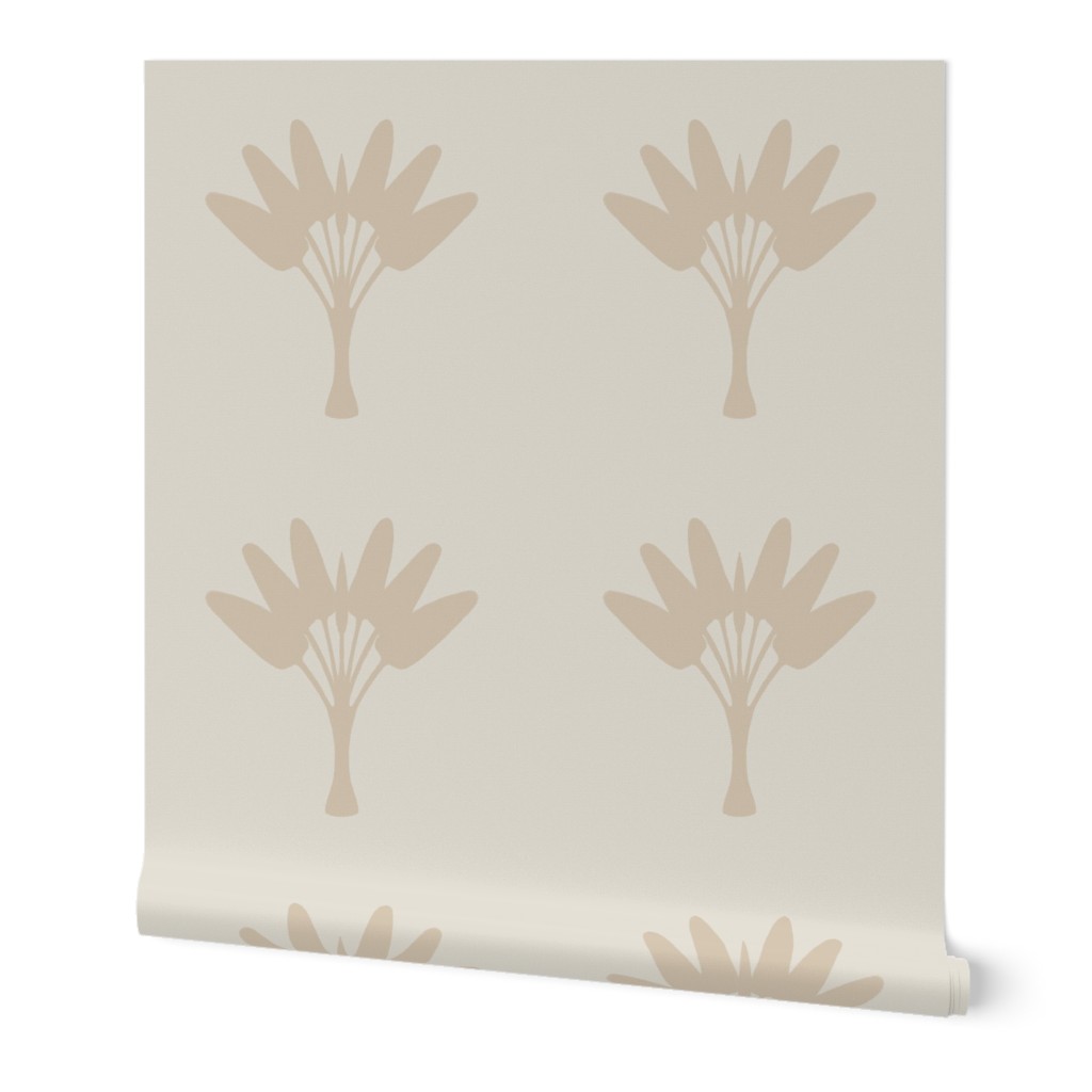 Jaipur Inspired Palm Blockprint - Large Tan on Cream