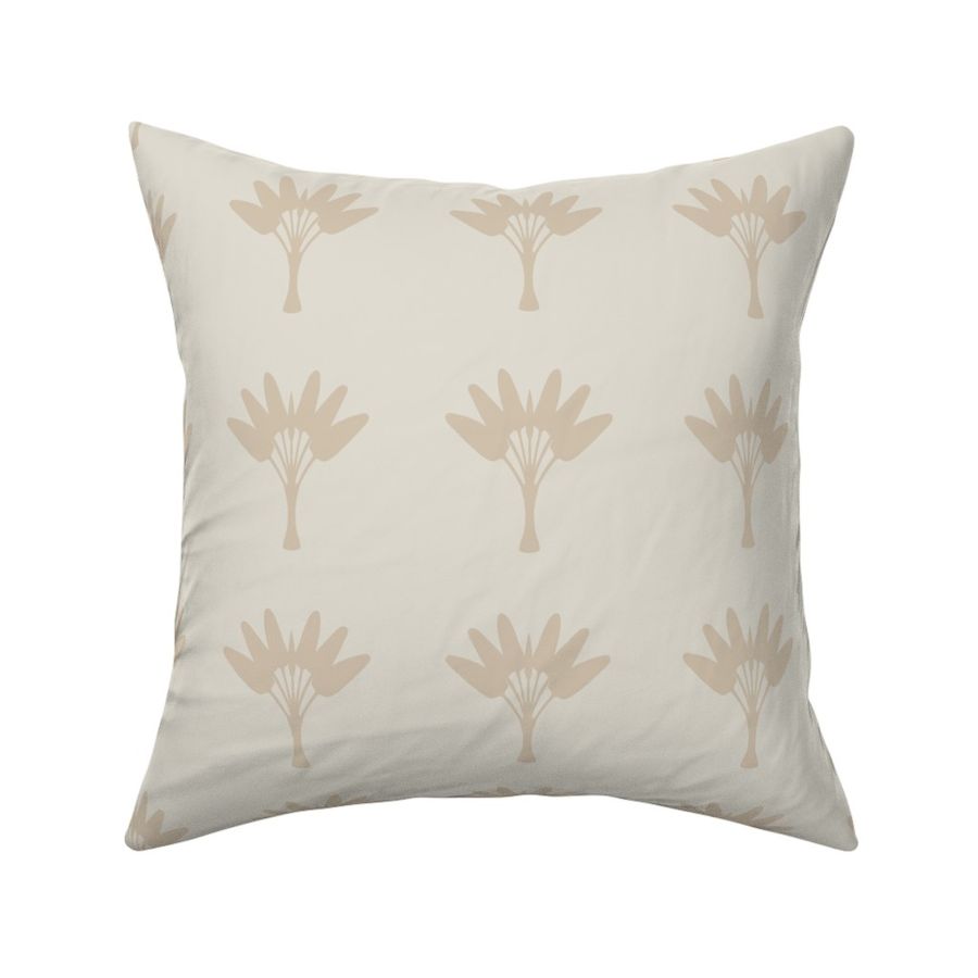 Jaipur Inspired Palm Blockprint - Large Tan on Cream