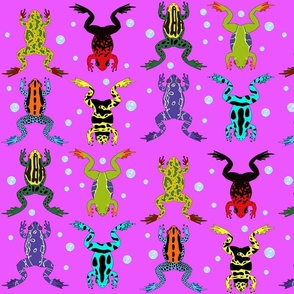 Leap Year Colorful Rainforest Frogs on Hot Pink