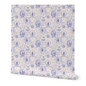 Women of Science and Learning Blue on cream Toile