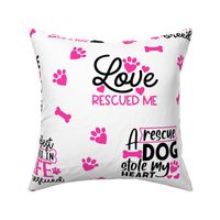 Rescue Puppy Dog Hot Pink Paw Prints Hearts 