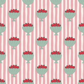 Strawberries on pink stripes SMALL