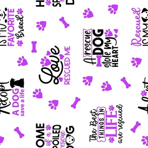 Rescue Puppy Dog Purple Paw Prints Hearts 