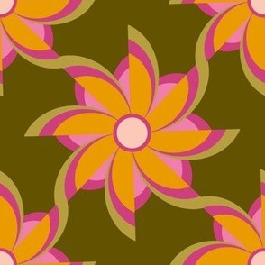Medium Geometric flowers in retro colors
