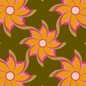 Small Geometric flowers in retro colors