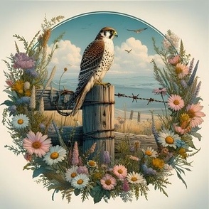 Prairie Falcon on a Fence Post
