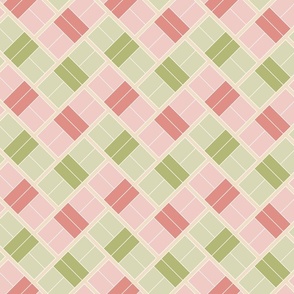Pickleball Court Chevron//Preppy Pink and Green//6x6