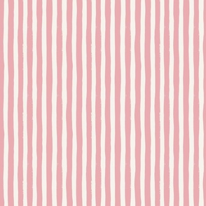Paintbrush Stripe - Flamingo Pink and Off White