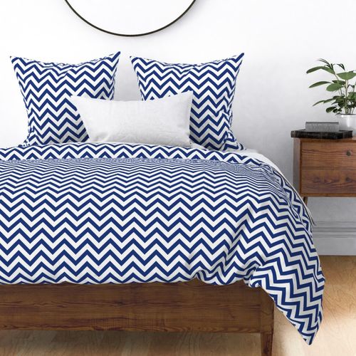 Navy Blue and White Chevron