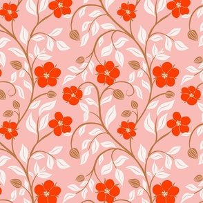[L] Scarlet Pimpernel Florals and Buds - Red and Pink #P250061