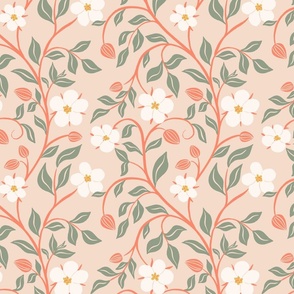 [L] Scarlet Pimpernel Spring English Florals and Buds - Blush Pink #P250062