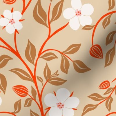 [L] Scarlet Pimpernel Spring English Florals and Buds - Cheerful Spring Red #P240066