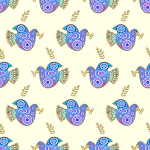 Medium Scale Peace Love Joy Dove twig Beige (Spoonflower)-01