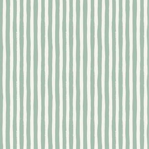 Paintbrush Stripe - Green and Off White Vertical   