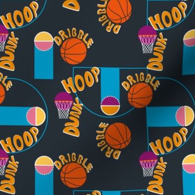 Basketball Graffiti- Balls and Hoops Typography- Retro Colorful Sport- Small Scale