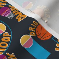 Basketball Graffiti- Balls and Hoops Typography- Retro Colorful Sport- Small Scale