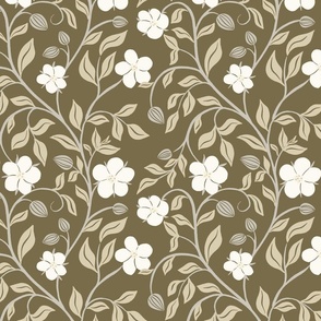 [L] Scarlet Pimpernel English Florals and Buds - Monotone Sand #P240069