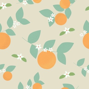 orange, tree, fruit, spring, orange love, beige (large size)