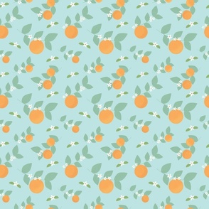 orange, tree, fruit, spring, orange love, blue (small size)