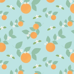 orange, tree, fruit, spring, orange love, blue (medium size)