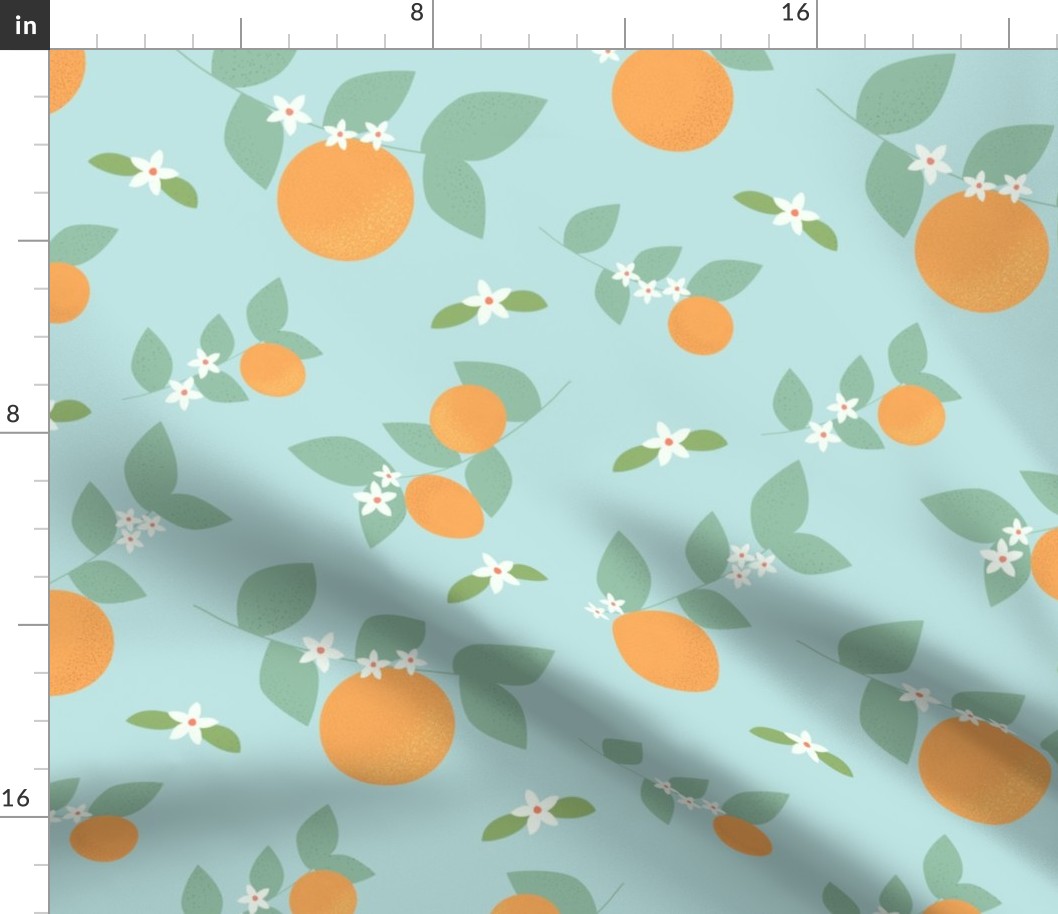 orange, tree, fruit, spring, orange love, blue (medium size)