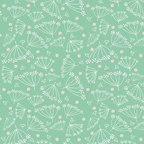 dainty tossed dill blossoms in cotton candy and jade green | medium     