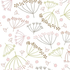 dainty tossed dill blossoms on white | large