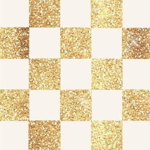 Gold Glitter Checkered Squares Retro