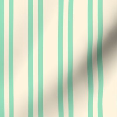 vertical stripes - light green on cream