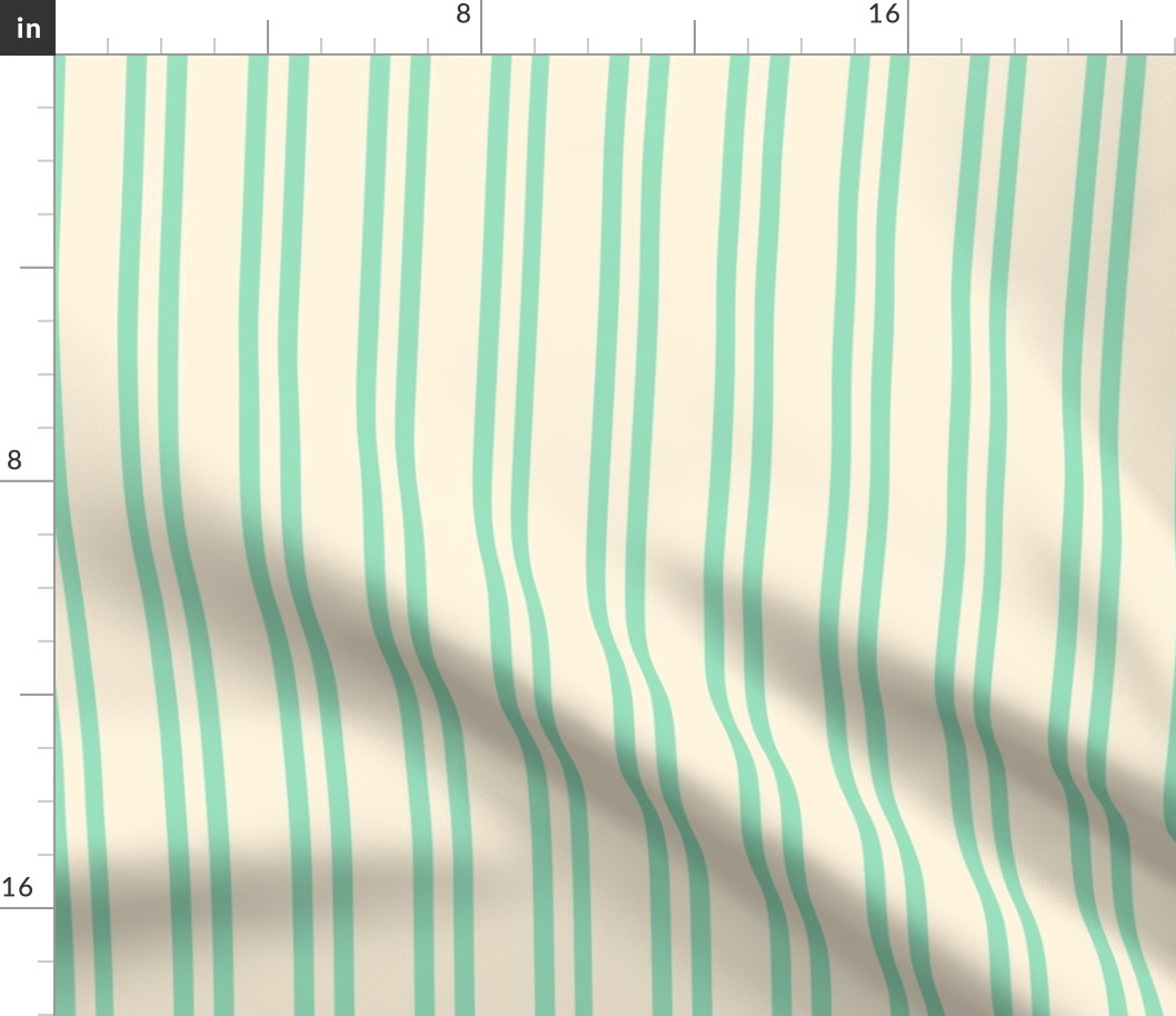 vertical stripes - light green on cream