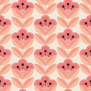 ( M ) Pantone Peach Fuzz retro geometric floral 