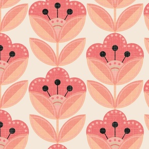 ( L ) Pantone Peach Fuzz retro geometric floral