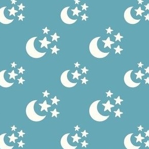 Smaller Starry Skies Natural Ivory on Boho Blue