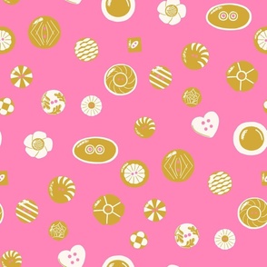 Vintage Buttons - Pink and Gold LG