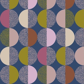 Retro Modern Calming Geometric Circles in Pink Green and Blue 