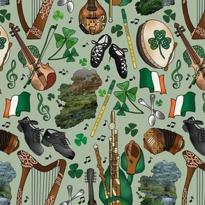 Traditional Irish Music Session on Saint Patrick's Day (Sage Green)