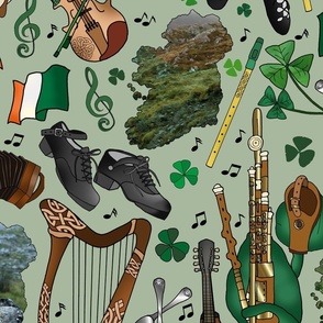 Traditional Irish Music Session on Saint Patrick's Day (Sage Green large scale)